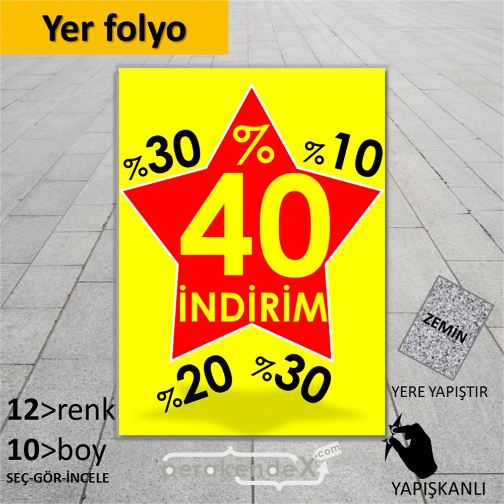 %40'A Kadar İndirim Yıldızlı Kademeli YER - ZEMİN FOLYO,  VİNİL -dikdörtgen,tek yön baskı
