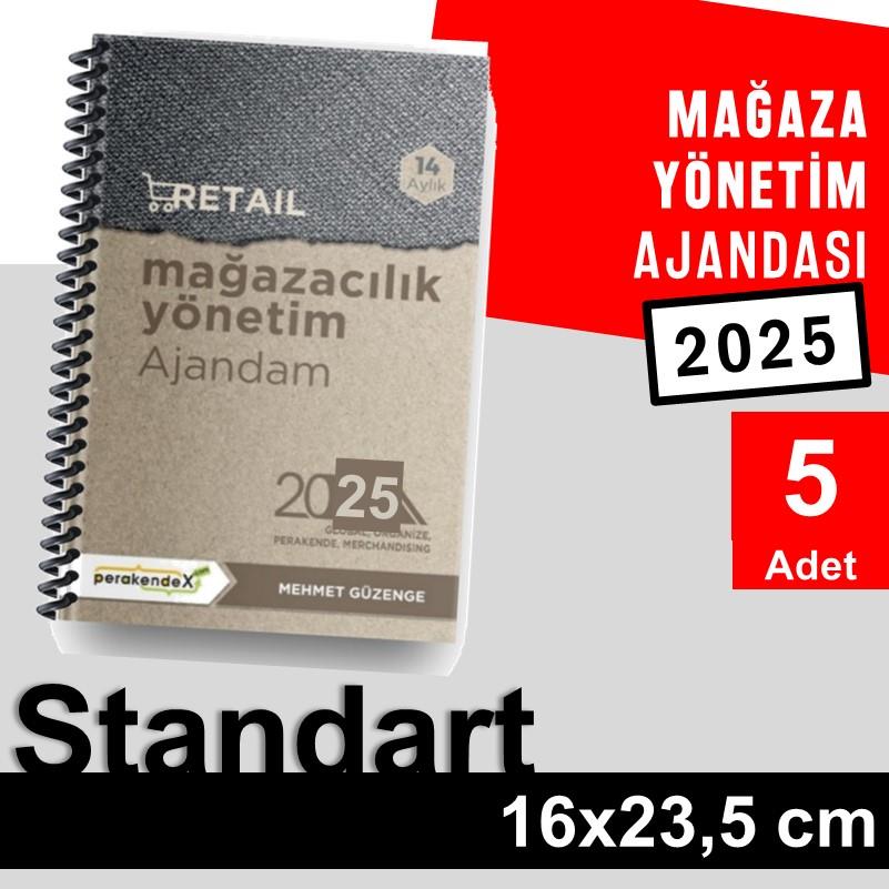5 adet MAĞAZA YÖNETİM AJANDASI 2025 --Natürel -Standart Boy - 14 AYLIK//MAĞAZA YÖNETİM AJANDASI