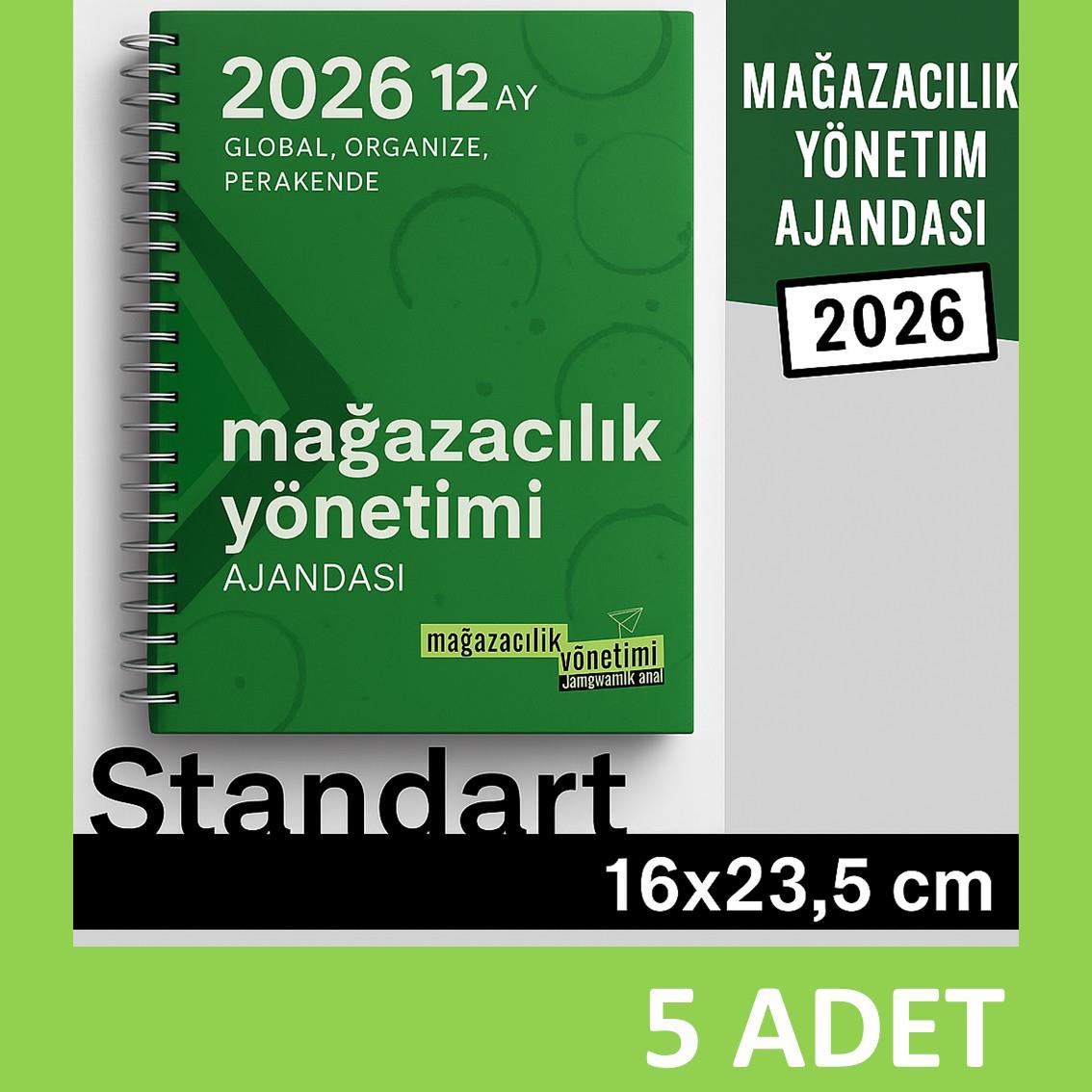 5 adet MAĞAZA YÖNETİM AJANDASI 2026 --xx -Standart Boy - 12 AYLIK//MAĞAZA YÖNETİM AJANDASI