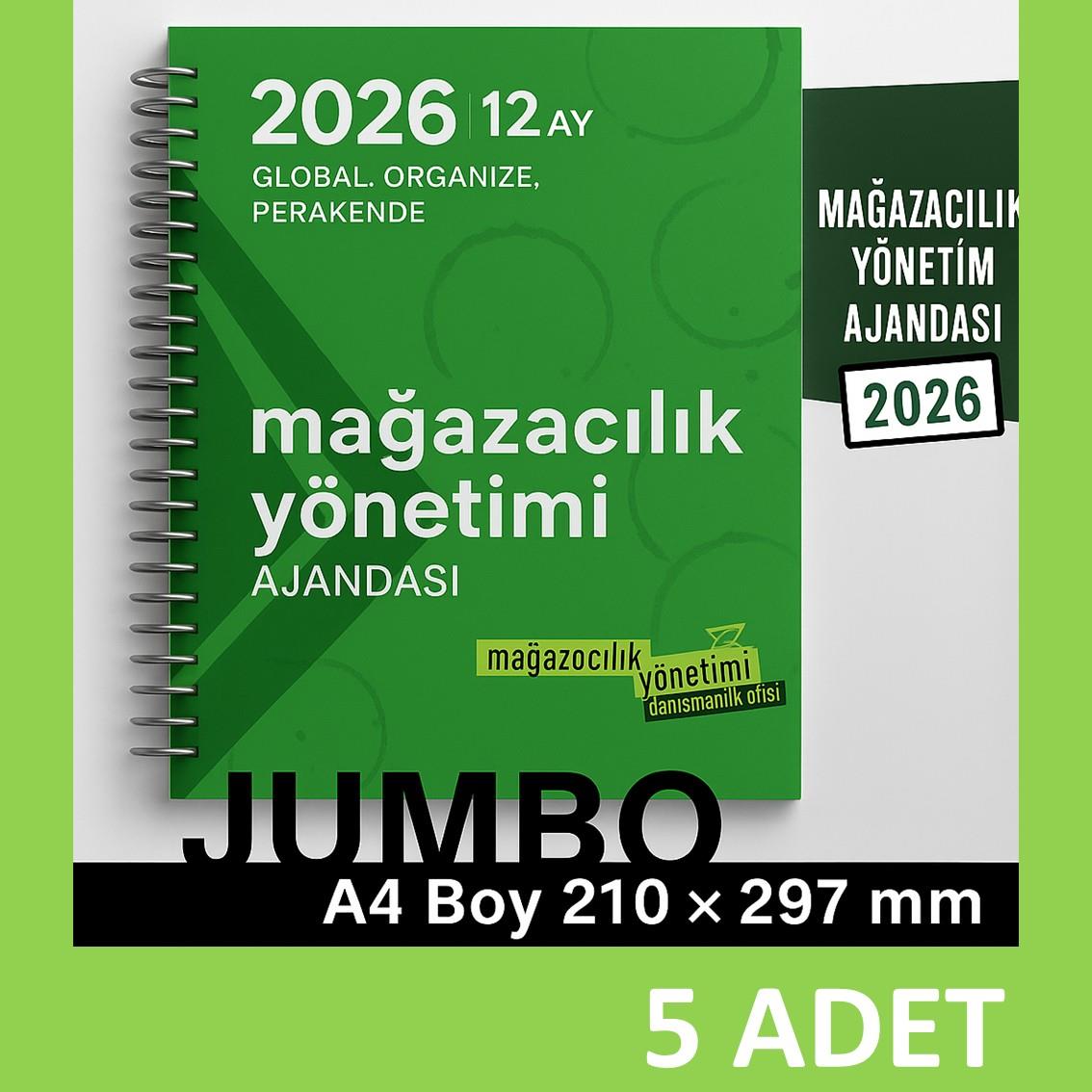 5 adet MAĞAZA YÖNETİM AJANDASI 2026 --xx -JUMBO BOY - 12 AYLIK//MAĞAZA YÖNETİM AJANDASI