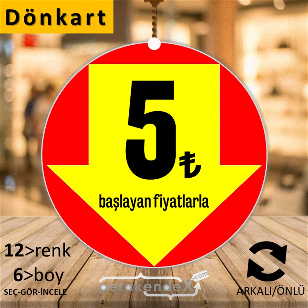 5 Tl Den Başlayan Fiyatlarla Fiyatlık DÖNKART -oval,çift yön baskı