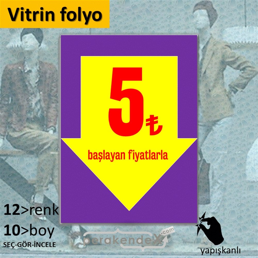 5 Tl Den Başlayan Fiyatlarla Fiyatlık VİTRİN - CAM FOLYO,  VİNİL -dikdörtgen,tek yön baskı