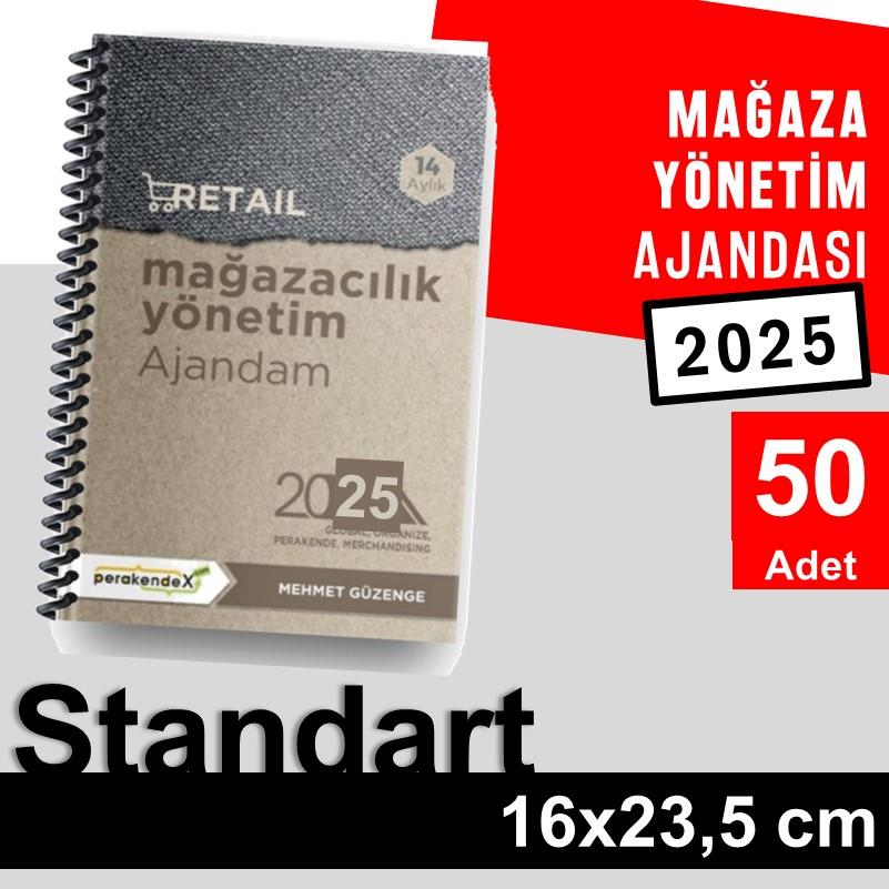 50 adet MAĞAZA YÖNETİM AJANDASI 2025 --Natürel -Standart Boy - 14 AYLIK//MAĞAZA YÖNETİM AJANDASI