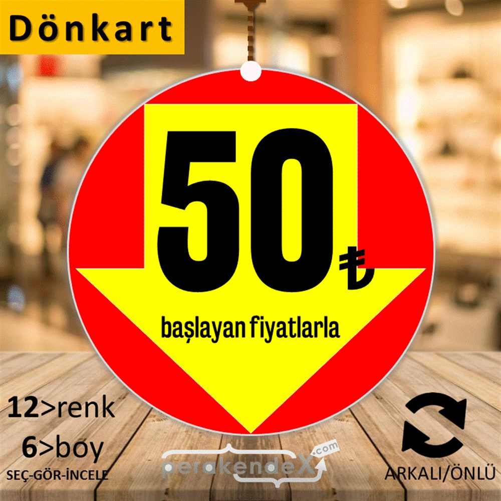 50 Tl Den Başlayan Fiyatlarla Fiyatlık DÖNKART -oval,çift yön baskı