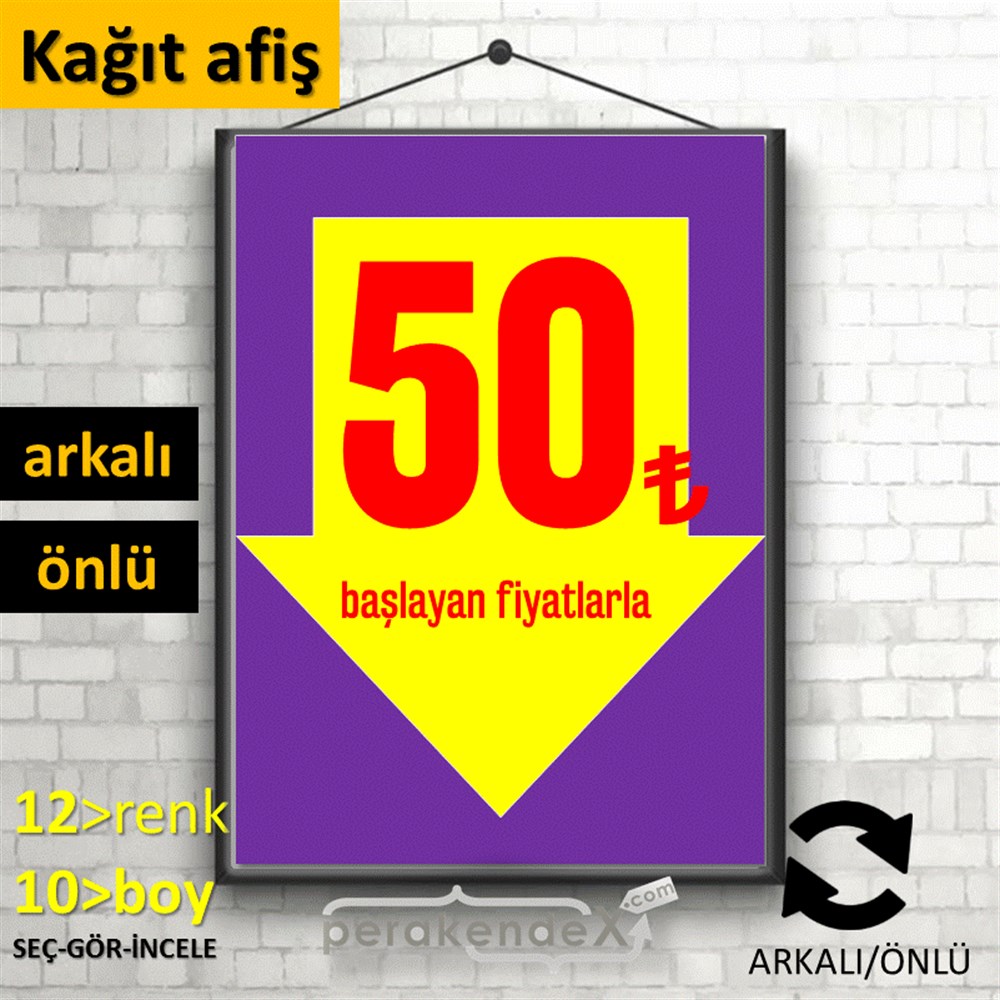 50 Tl Den Başlayan Fiyatlarla Fiyatlık KAĞIT POSTER,  AFİŞ -dikdörtgen,çift yön baskı