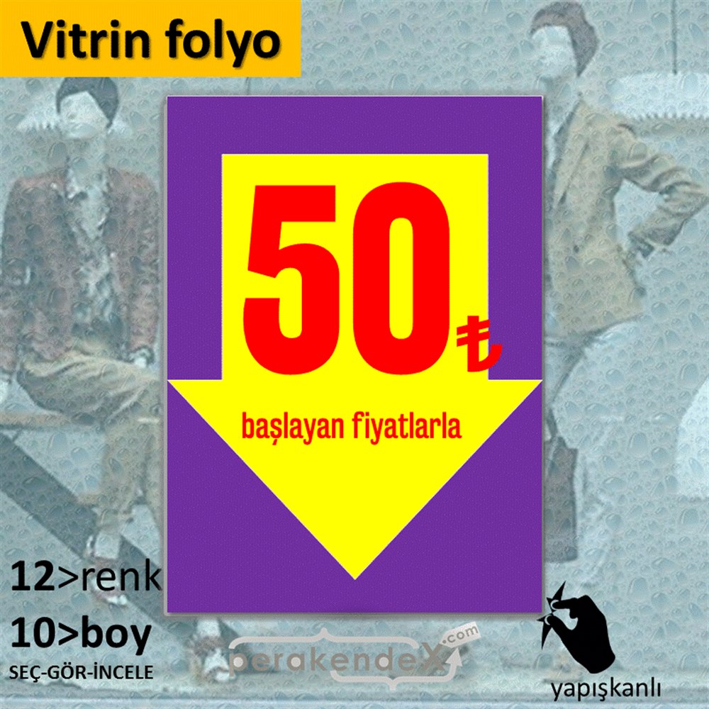 50 Tl Den Başlayan Fiyatlarla Fiyatlık VİTRİN - CAM FOLYO,  VİNİL -dikdörtgen,tek yön baskı