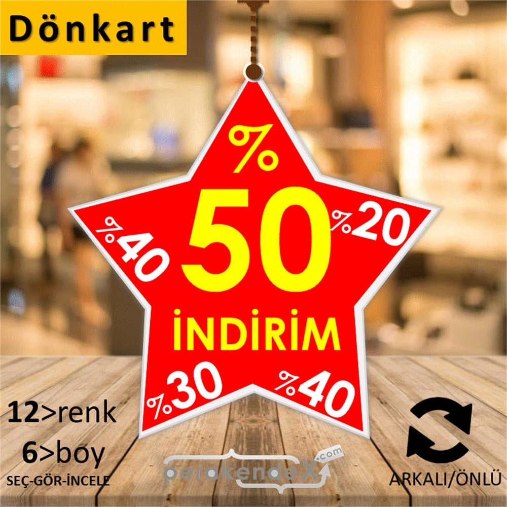 %50'Ye Kadar İndirim Yıldızlı Kademeli DÖNKART -yıldız,çift yön baskı