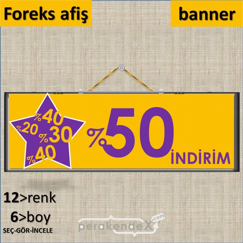 %50'Ye Kadar İndirim Yıldızlı Kademeli SERT PLASTİK POSTER,  AFİŞ (BANNER) -dikdörtgen,tek yön baskı