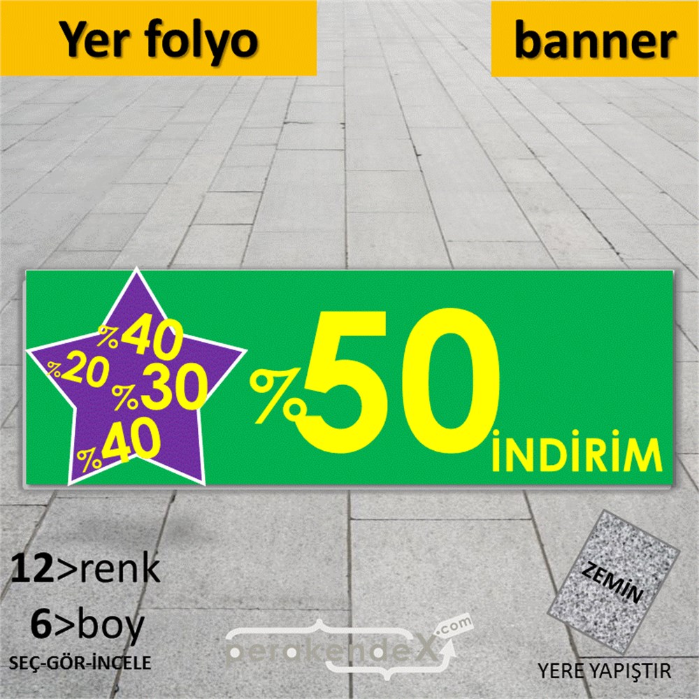 %50'Ye Kadar İndirim Yıldızlı Kademeli YER - ZEMİN FOLYO,  VİNİL (BANNER) -dikdörtgen,tek yön baskı