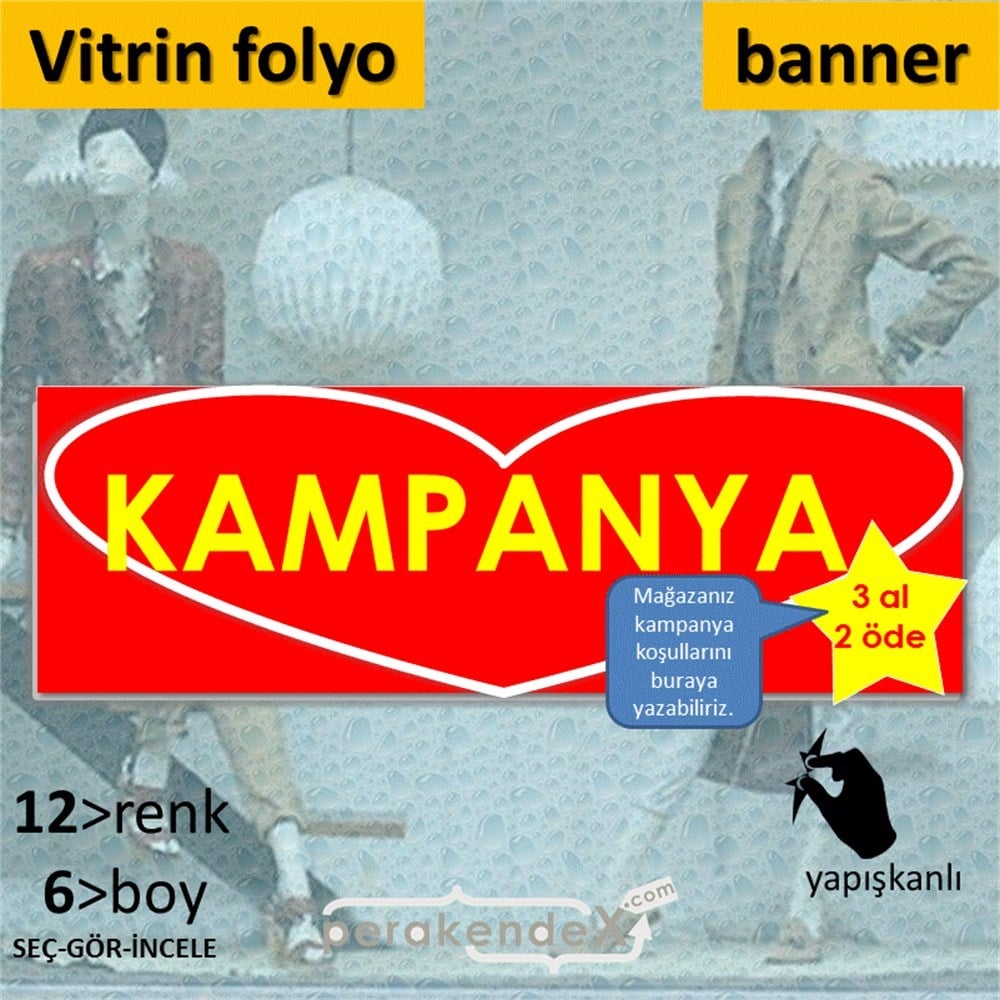 yıldızlı kampanya  VİTRİN, CAM FOLYO,  VİNİL (BANNER) -dikdörtgen,tek yön baskı