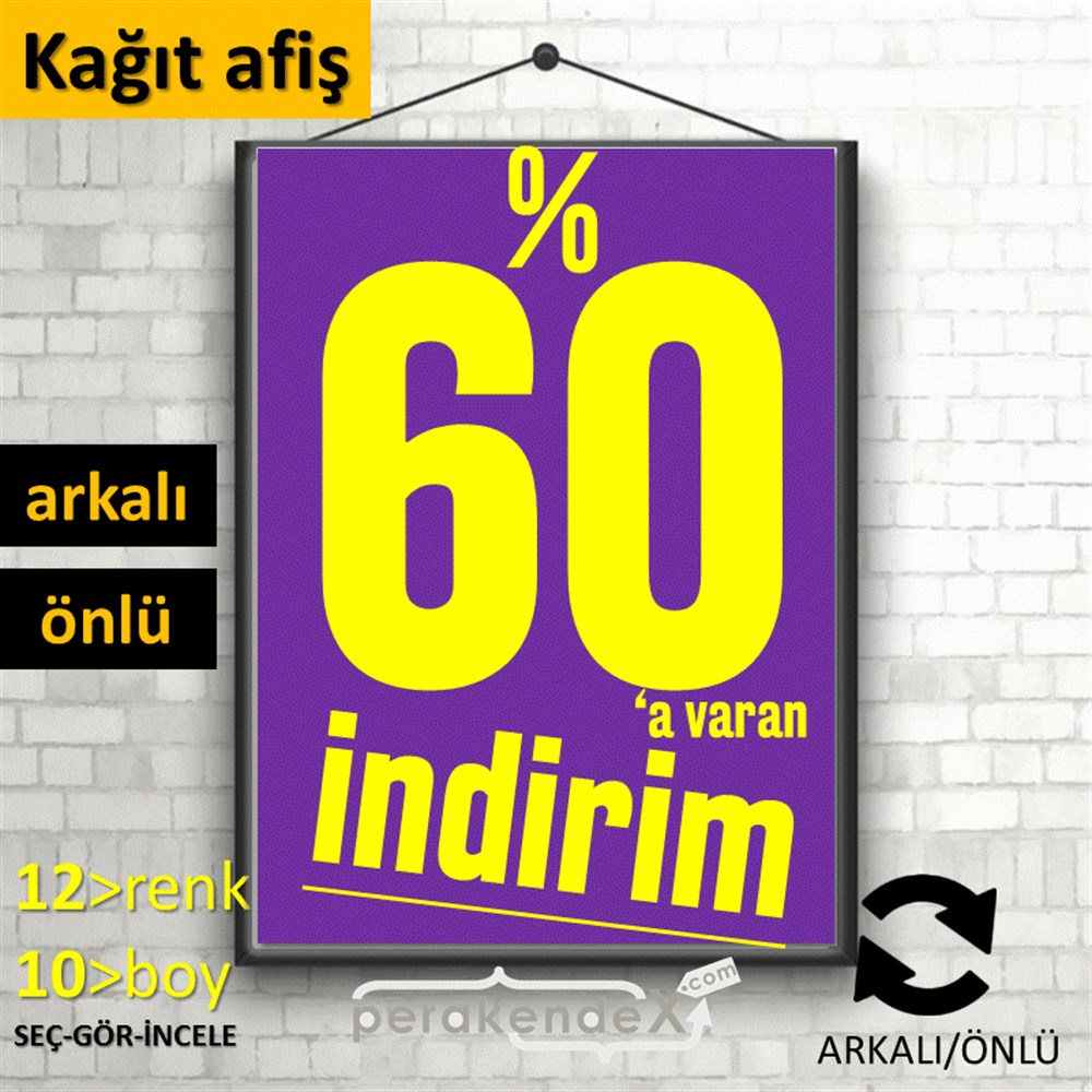 %60 A Varan İndirim Kampanyası KAĞIT POSTER,  AFİŞ -dikdörtgen,çift yön baskı