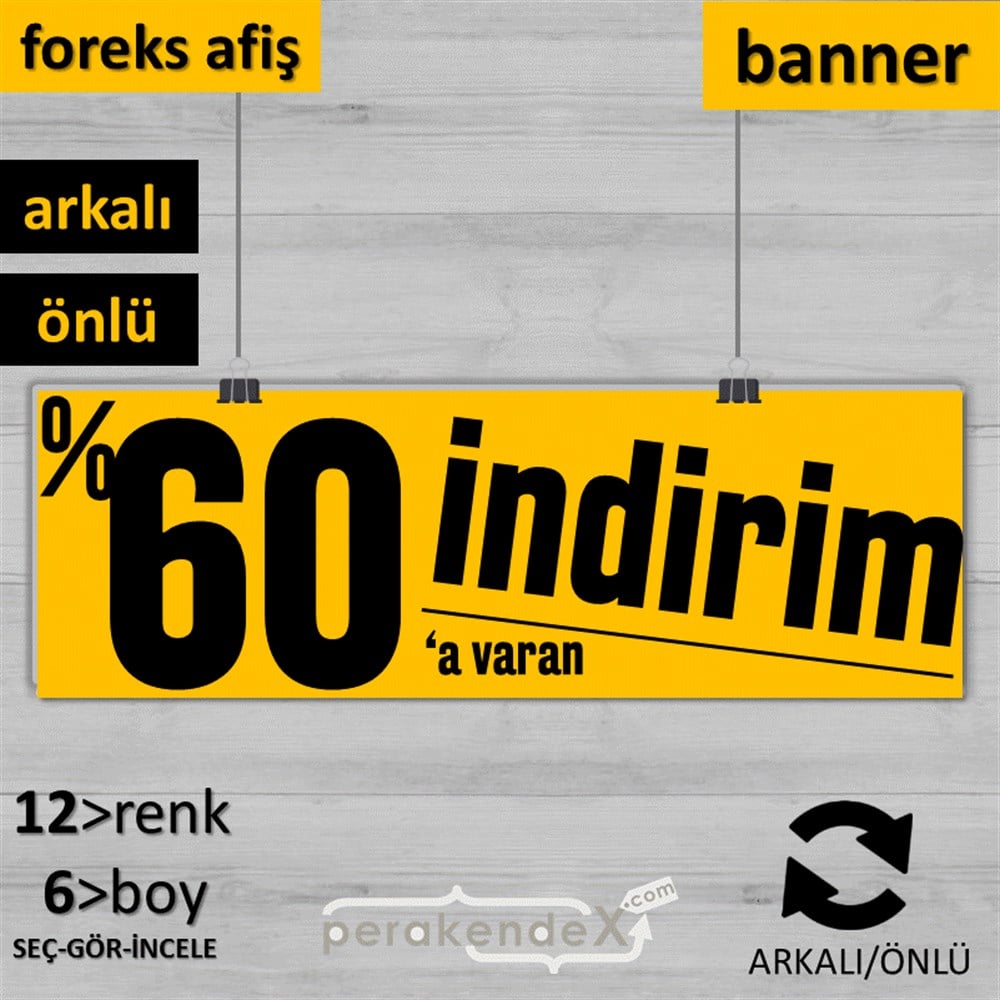 %60 A Varan İndirim Kampanyası SERT PLASTİK POSTER,  AFİŞ (BANNER) -dikdörtgen,çift yön baskı