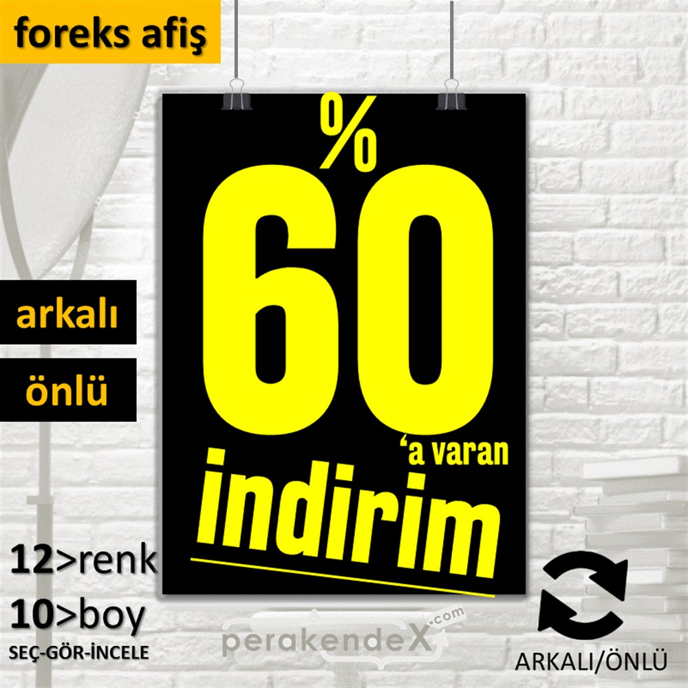 %60 A Varan İndirim Kampanyası SERT PLASTİK POSTER,  AFİŞ -dikdörtgen,çift yön baskı