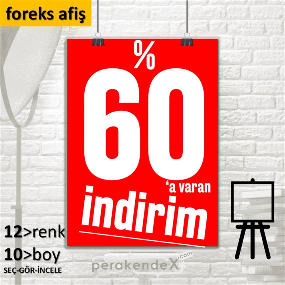 %60 A Varan İndirim Kampanyası SERT PLASTİK POSTER,  AFİŞ -dikdörtgen,tek yön baskı