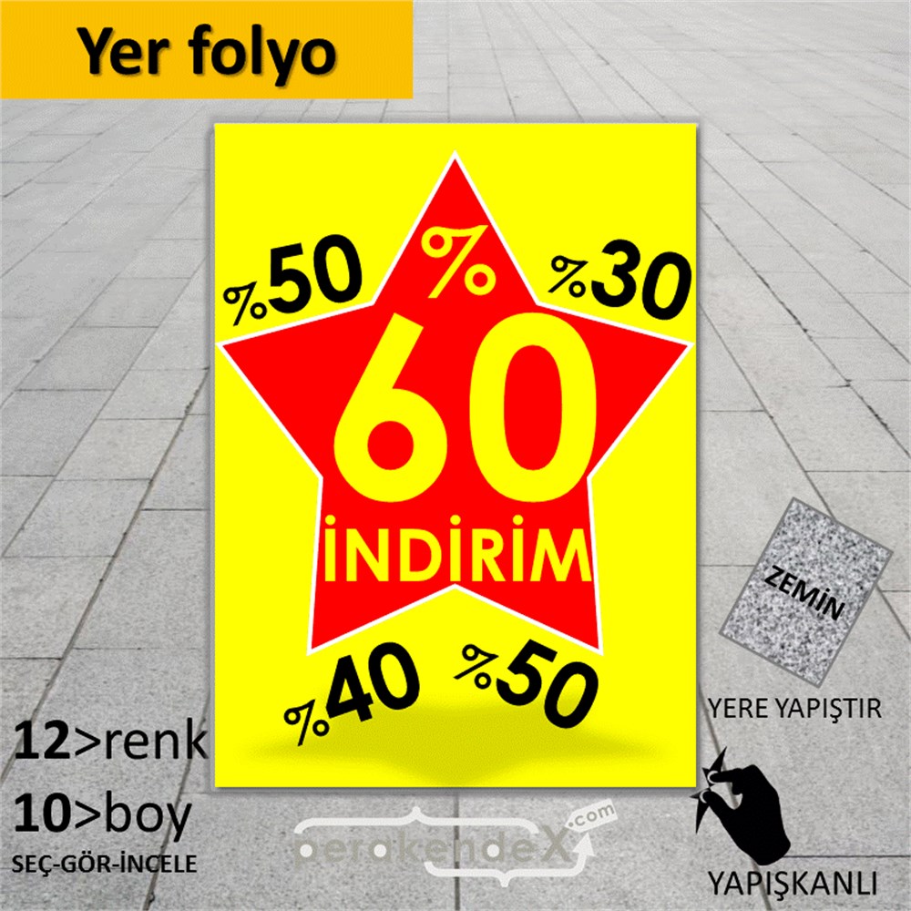 %60'A Kadar İndirim Yıldızlı Kademeli YER - ZEMİN FOLYO,  VİNİL -dikdörtgen,tek yön baskı