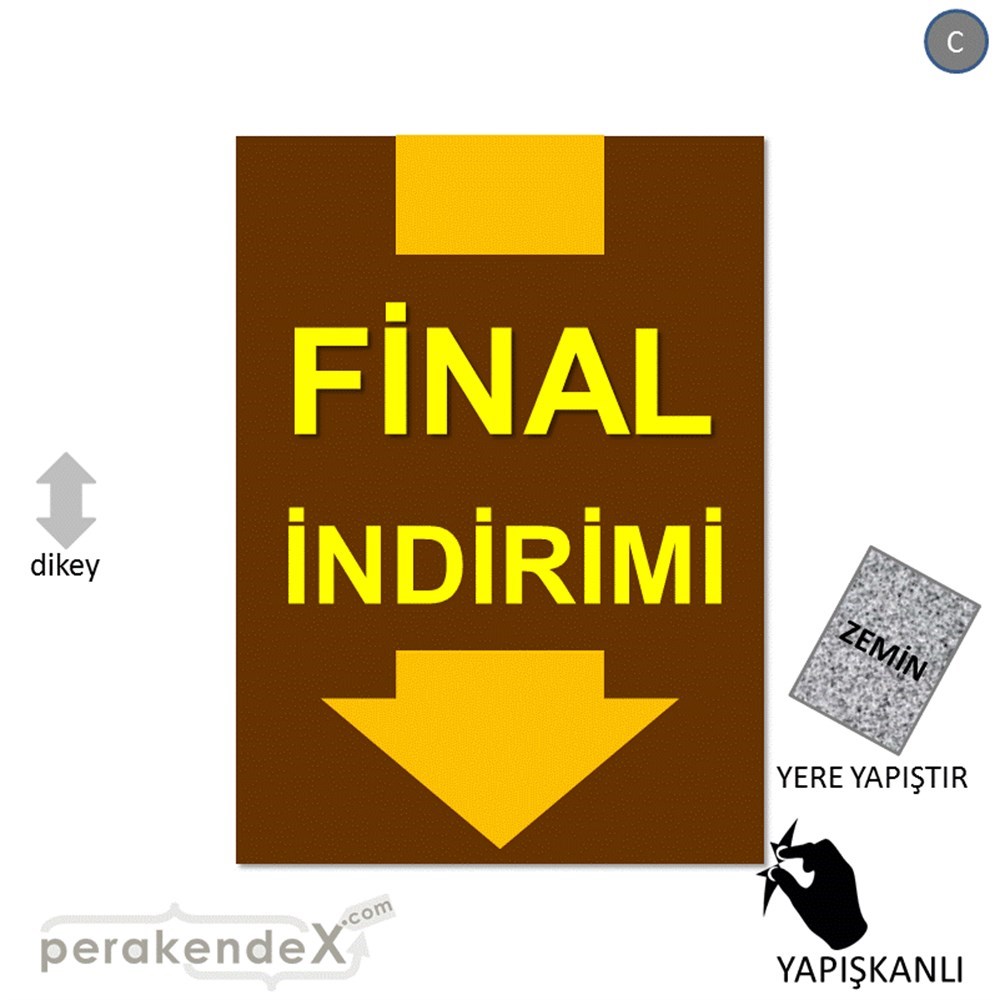 final indirimi YER ZEMİNE YAPIŞIR -dikdörtgen,tek yön baskı