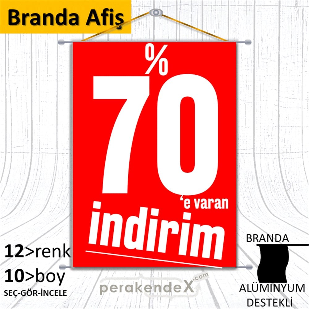 %70 E Varan İndirim Kampanyası BRANDA POSTER,  AFİŞ -dikdörtgen,tek yön baskı