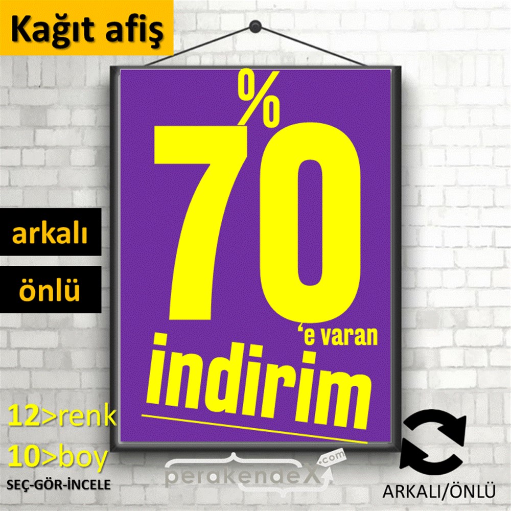 %70 E Varan İndirim Kampanyası KAĞIT POSTER,  AFİŞ -dikdörtgen,çift yön baskı