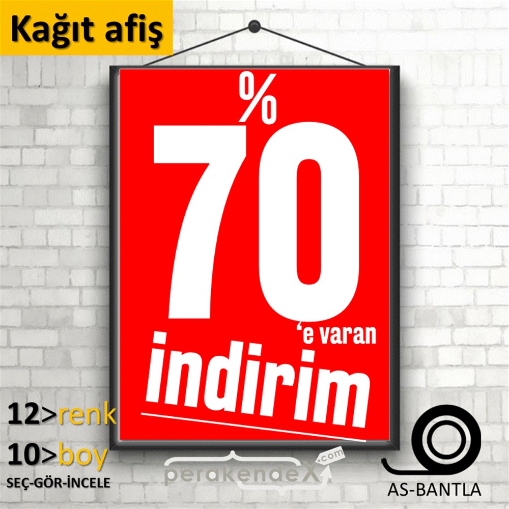 %70 E Varan İndirim Kampanyası KAĞIT POSTER,  AFİŞ -dikdörtgen,tek yön baskı
