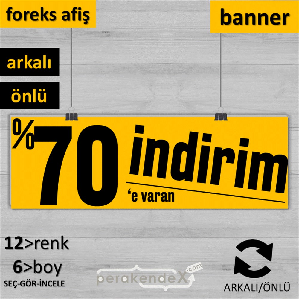 %70 E Varan İndirim Kampanyası SERT PLASTİK POSTER,  AFİŞ (BANNER) -dikdörtgen,çift yön baskı