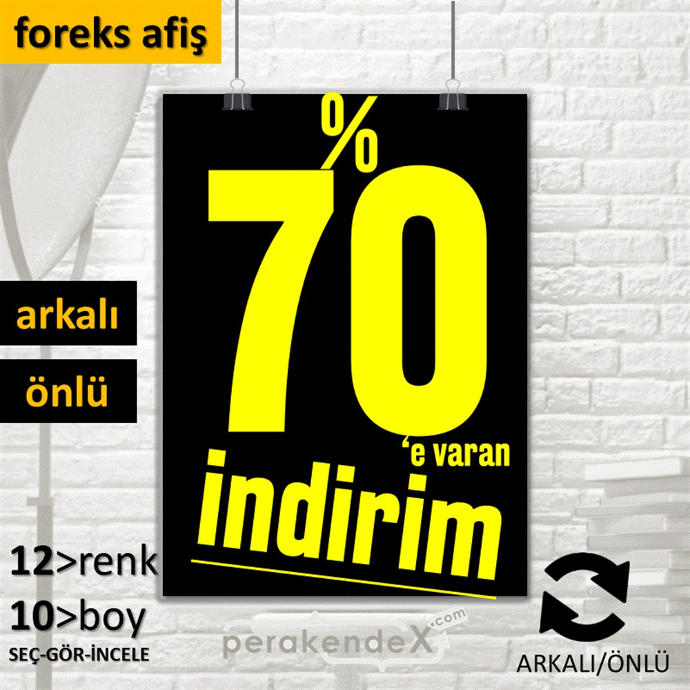 %70 E Varan İndirim Kampanyası SERT PLASTİK POSTER,  AFİŞ -dikdörtgen,çift yön baskı