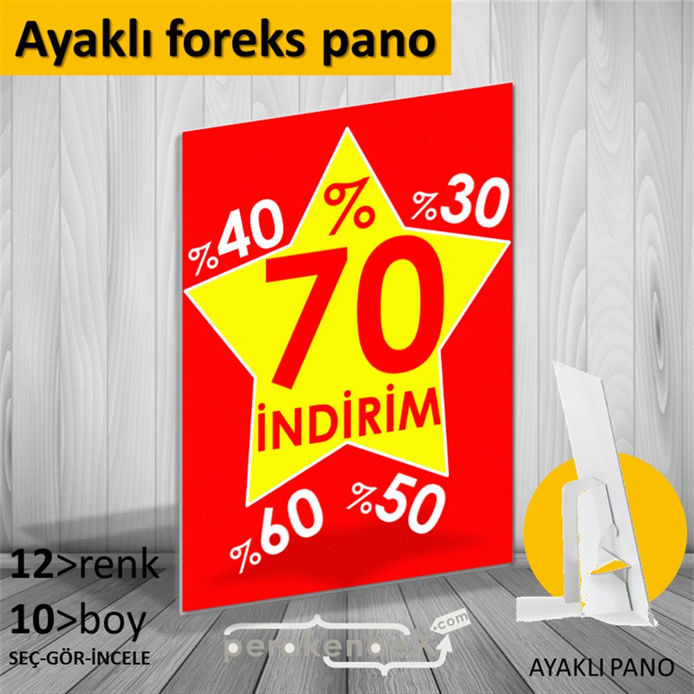 %70'A Kadar İndirim Yıldızlı Kademeli KARTON AYAKLI POSTER,  PANO -dikdörtgen,tek yön baskı