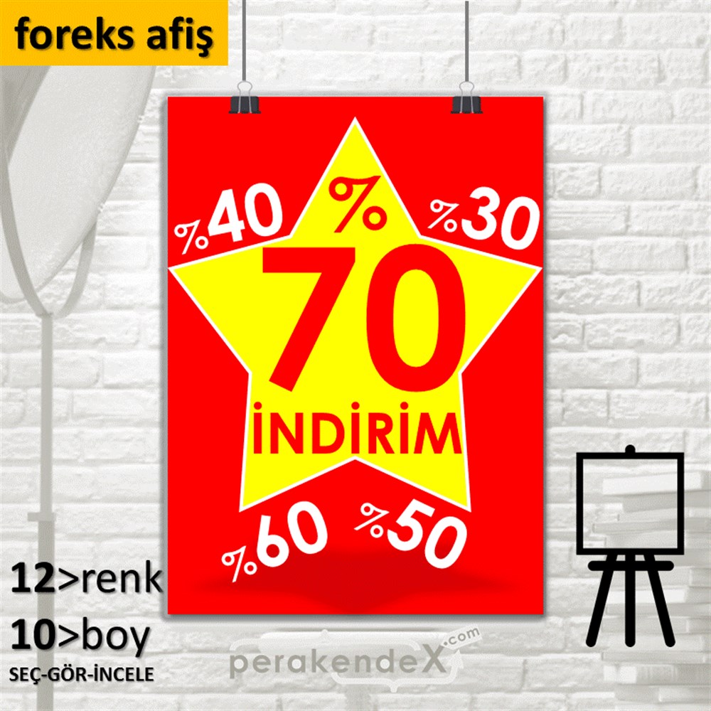 %70'A Kadar İndirim Yıldızlı Kademeli SERT PLASTİK POSTER,  AFİŞ -dikdörtgen,tek yön baskı