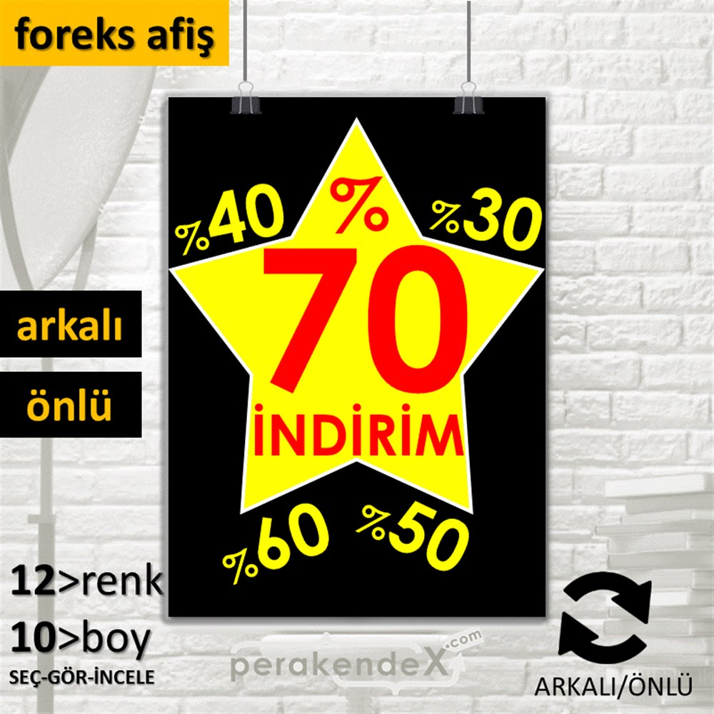 %70'A Kadar İndirim Yıldızlı Kademeli SERT PLASTİK POSTER,  AFİŞ -dikdörtgen,çift yön baskı