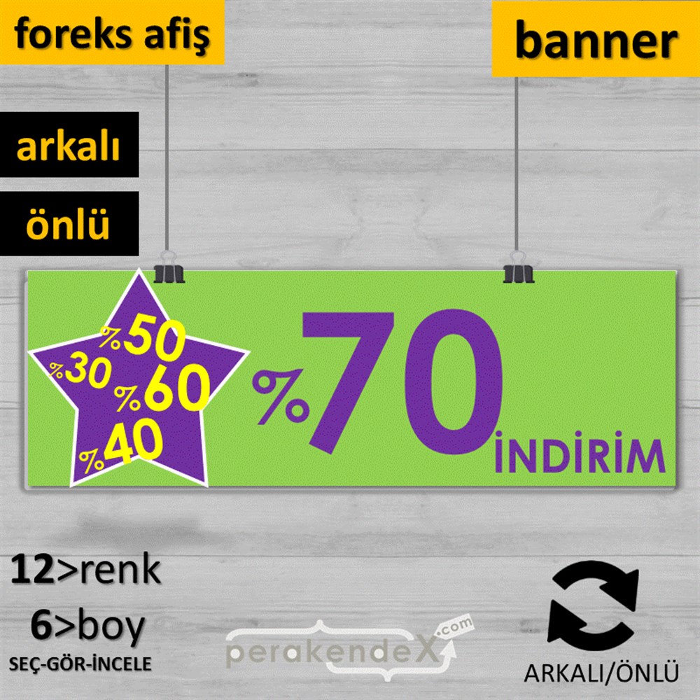 %70'A Kadar İndirim Yıldızlı Kademeli SERT PLASTİK POSTER,  AFİŞ (BANNER) -dikdörtgen,çift yön baskı