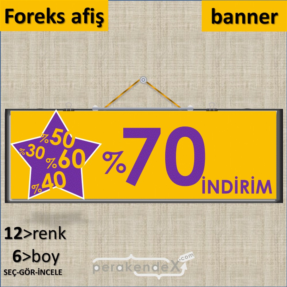%70'A Kadar İndirim Yıldızlı Kademeli SERT PLASTİK POSTER,  AFİŞ (BANNER) -dikdörtgen,tek yön baskı