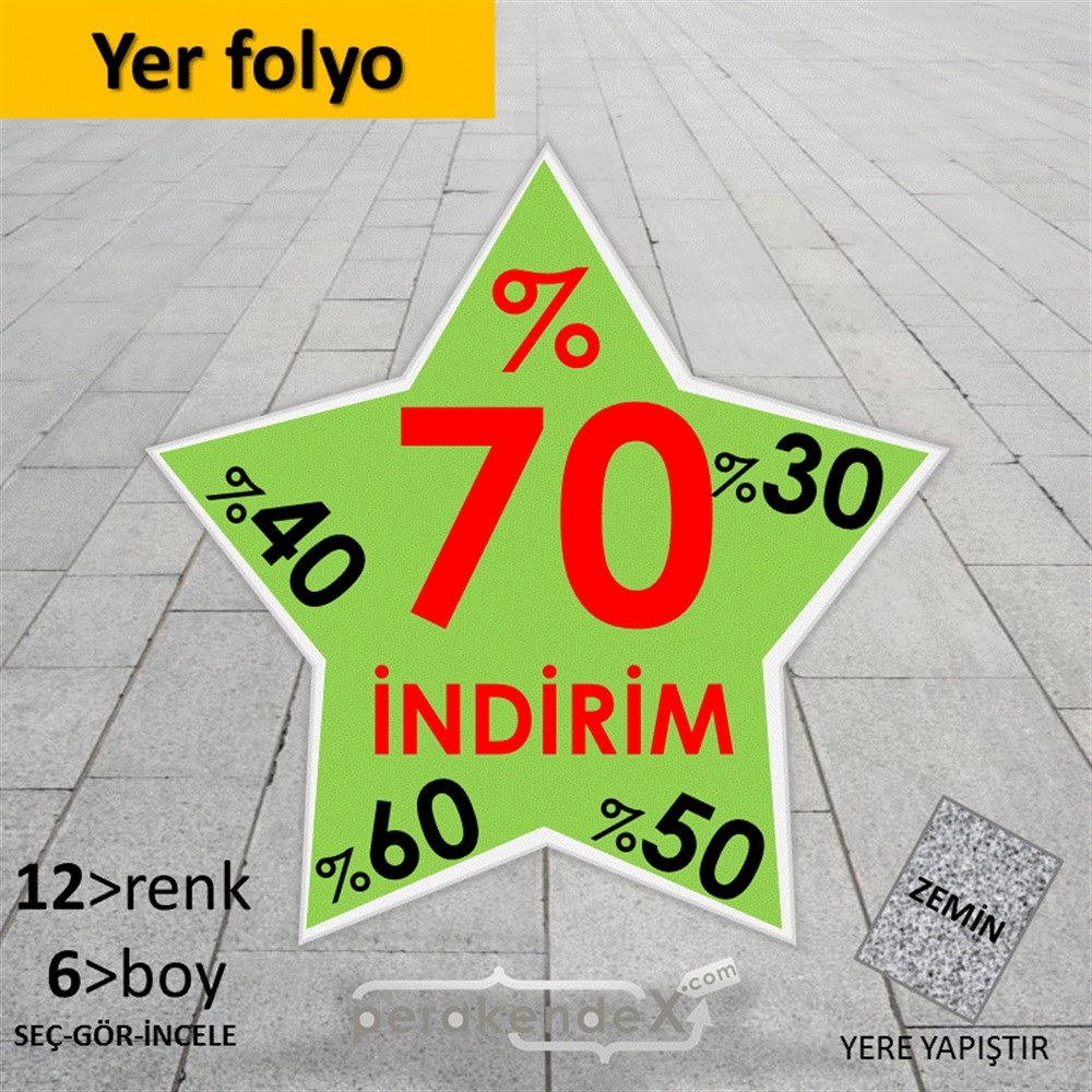 %70'A Kadar İndirim Yıldızlı Kademeli YER - ZEMİN FOLYO,  VİNİL -yıldız,tek yön baskı