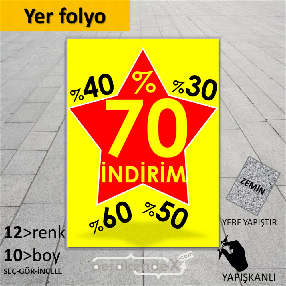 %70'A Kadar İndirim Yıldızlı Kademeli YER - ZEMİN FOLYO,  VİNİL -dikdörtgen,tek yön baskı