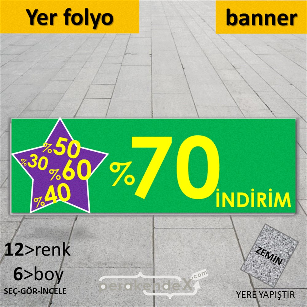 %70'A Kadar İndirim Yıldızlı Kademeli YER - ZEMİN FOLYO,  VİNİL (BANNER) -dikdörtgen,tek yön baskı