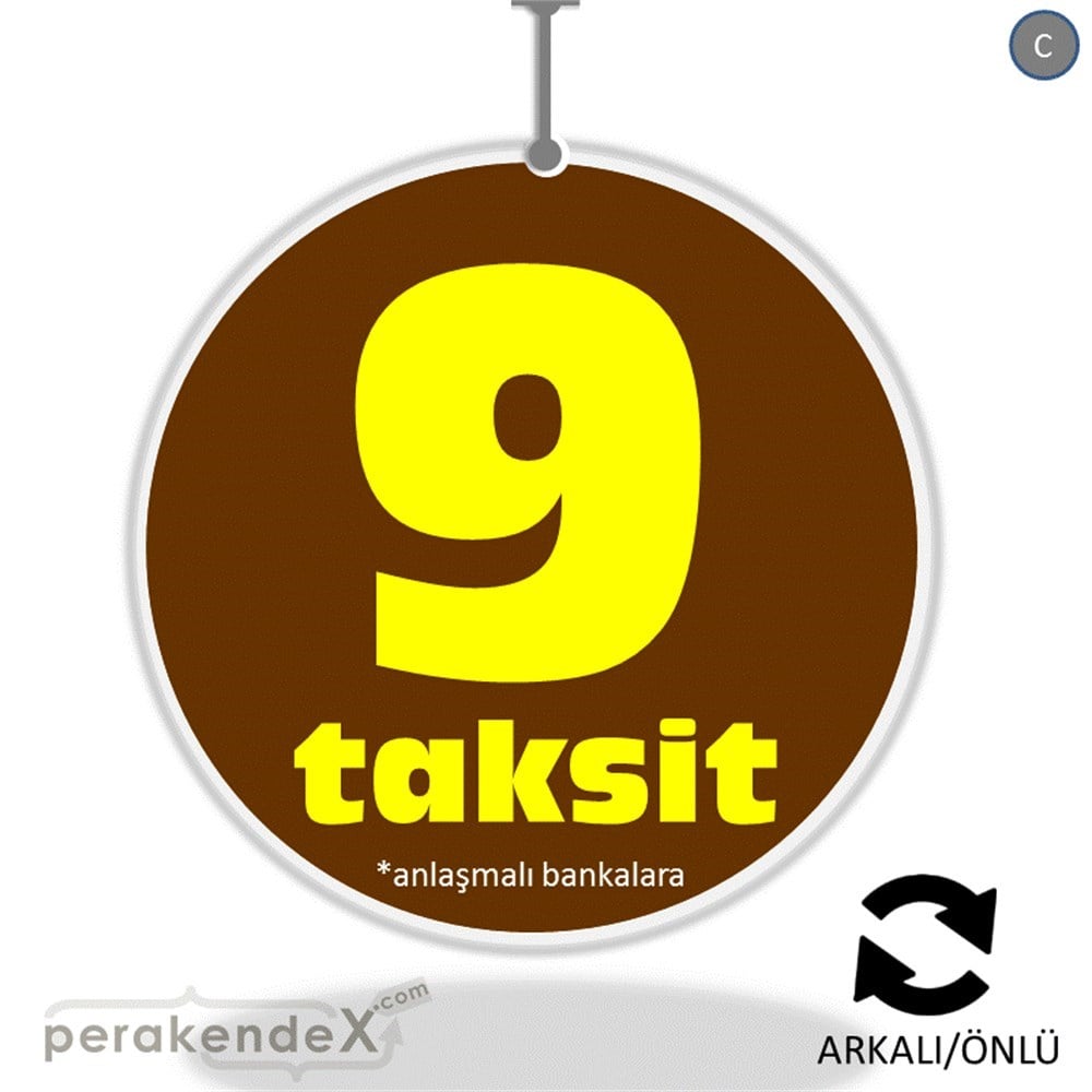 anlaşmalı bankalara 9 taksit DÖNKARTI -oval,çift yön baskı