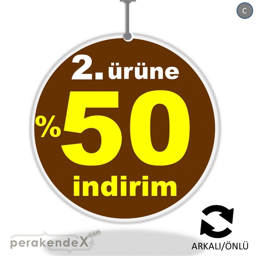 2. ürüne yüzde 50 indirim DÖNKARTI -oval,çift yön baskı