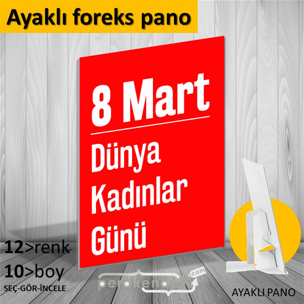 8 Mart Kadınlar Dünya Günü Kutlu Olsun KARTON AYAKLI POSTER,  PANO -dikdörtgen,tek yön baskı