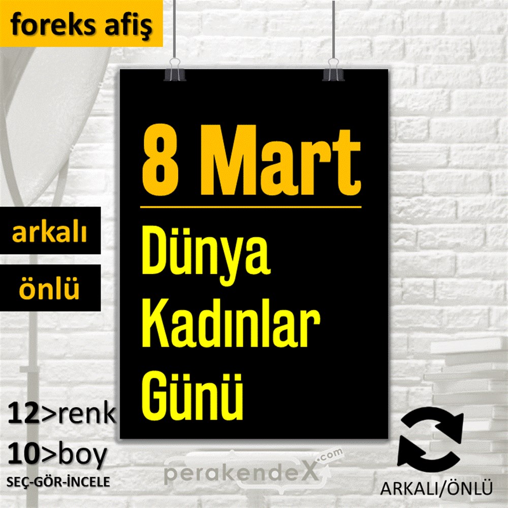 8 Mart Kadınlar Dünya Günü Kutlu Olsun SERT PLASTİK POSTER,  AFİŞ -dikdörtgen,çift yön baskı
