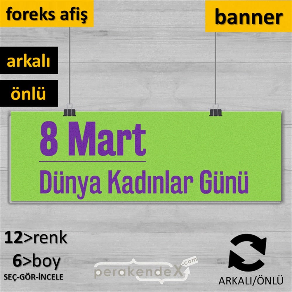 8 Mart Kadınlar Dünya Günü Kutlu Olsun SERT PLASTİK POSTER,  AFİŞ (BANNER) -dikdörtgen,çift yön baskı