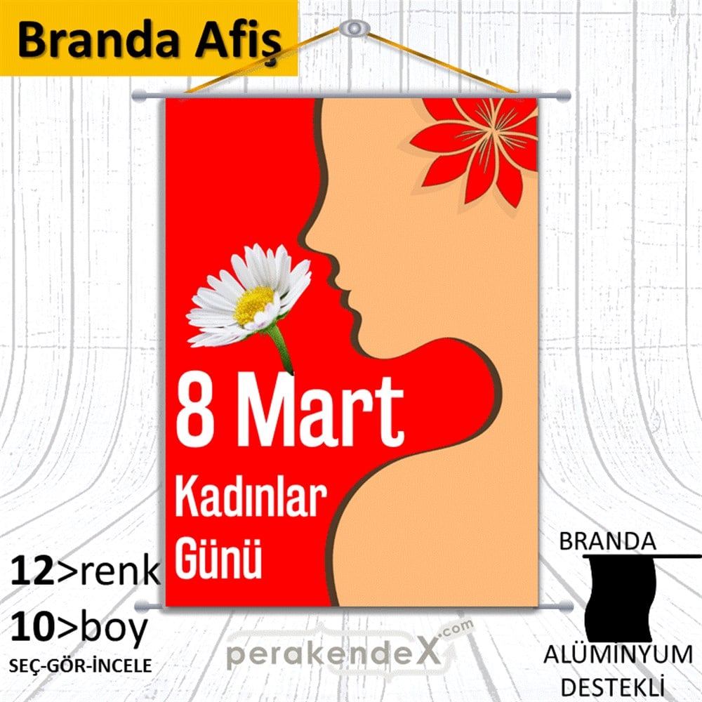8 Mart Kadınlar Günü Kutlu Olsun BRANDA POSTER,  AFİŞ -dikdörtgen,tek yön baskı