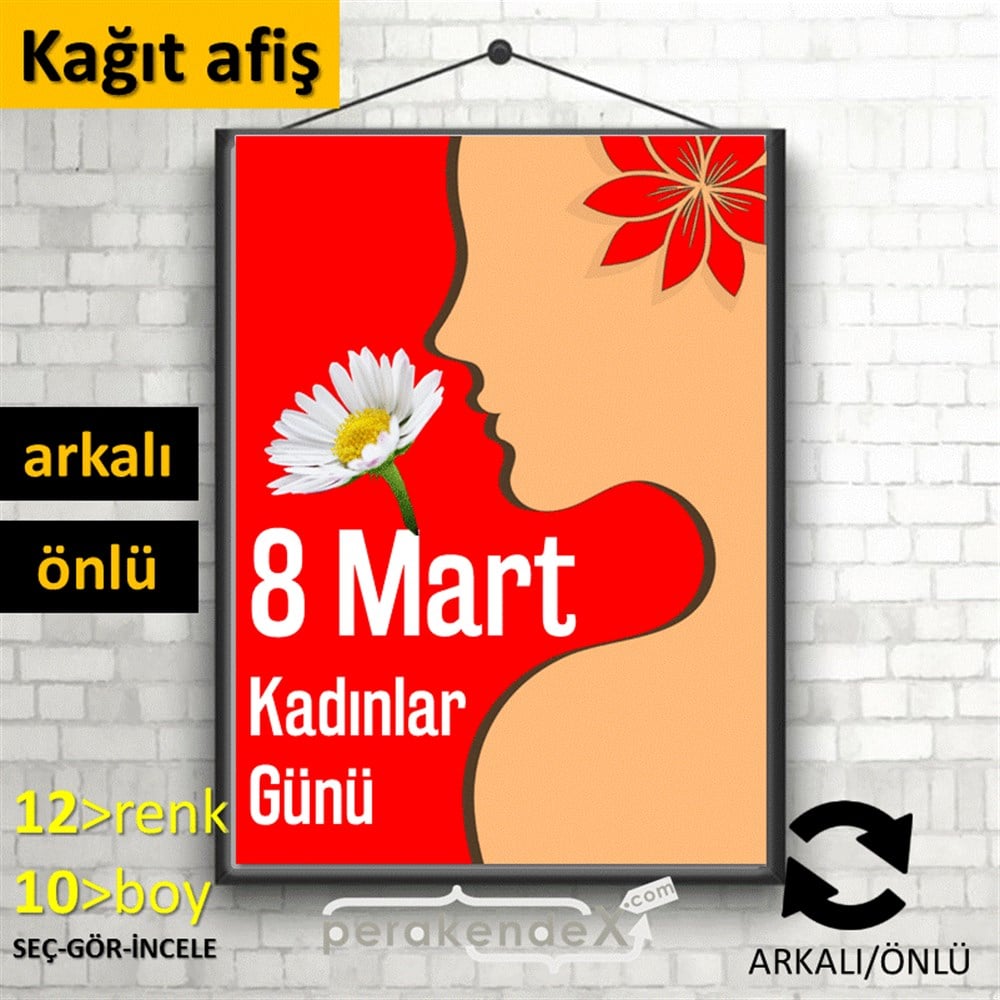 8 Mart Kadınlar Günü Kutlu Olsun KAĞIT POSTER,  AFİŞ -dikdörtgen,çift yön baskı