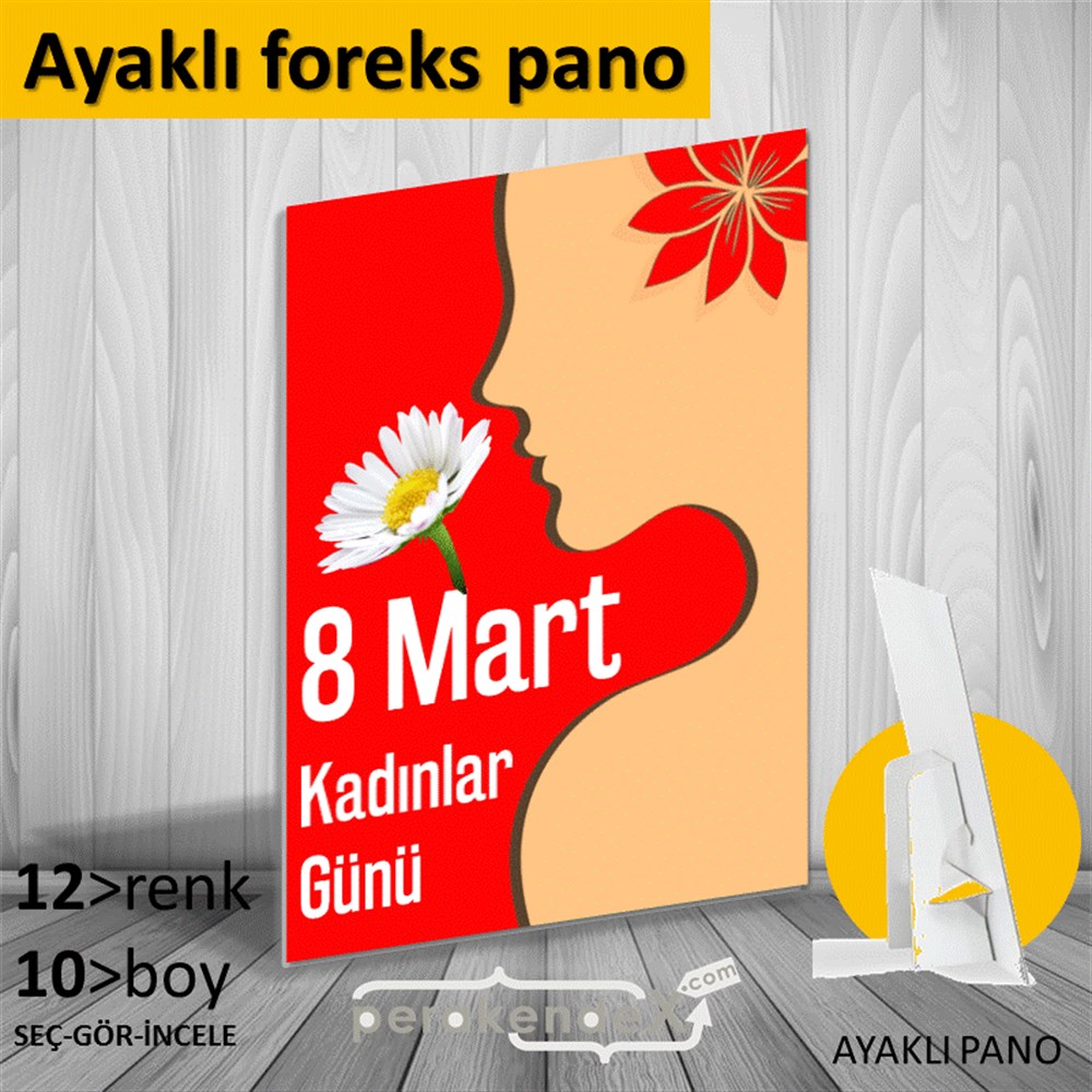 8 Mart Kadınlar Günü Kutlu Olsun KARTON AYAKLI POSTER,  PANO -dikdörtgen,tek yön baskı