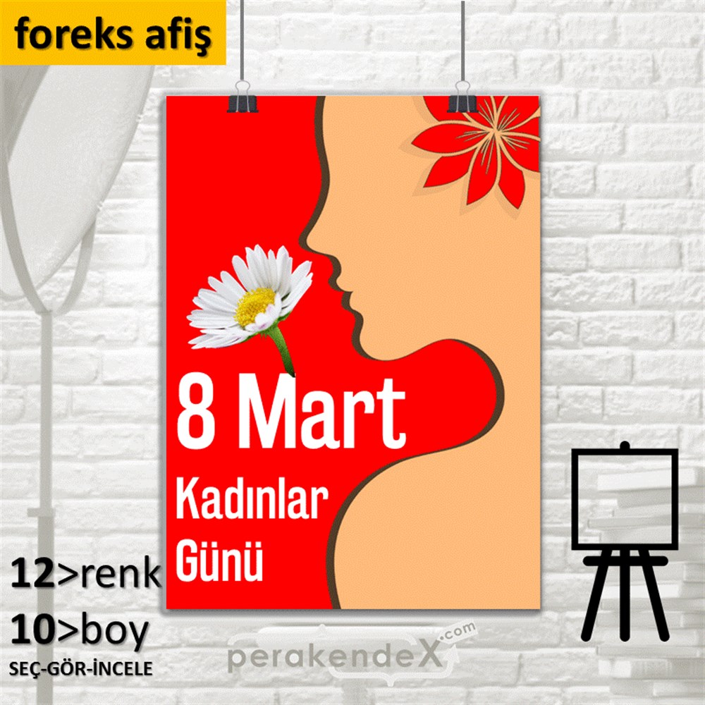 8 Mart Kadınlar Günü Kutlu Olsun SERT PLASTİK POSTER,  AFİŞ -dikdörtgen,tek yön baskı