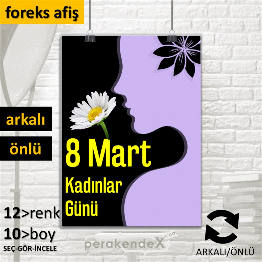 8 Mart Kadınlar Günü Kutlu Olsun SERT PLASTİK POSTER,  AFİŞ -dikdörtgen,çift yön baskı