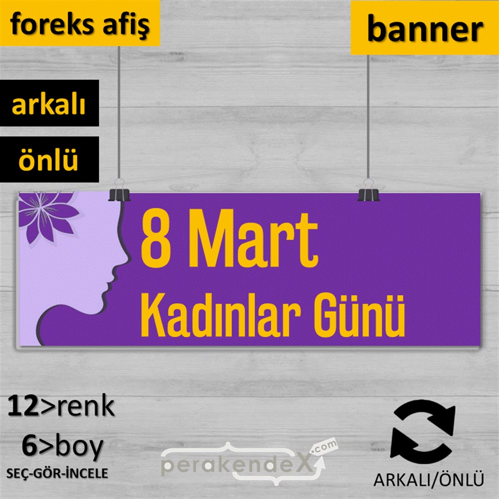 8 Mart Kadınlar Günü Kutlu Olsun SERT PLASTİK POSTER,  AFİŞ (BANNER) -dikdörtgen,çift yön baskı