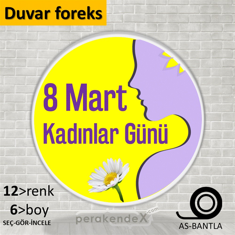 8 Mart Kadınlar Günü Kutlu Olsun SERT PLASTİK POSTER,  AFİŞ -oval,tek yön baskı
