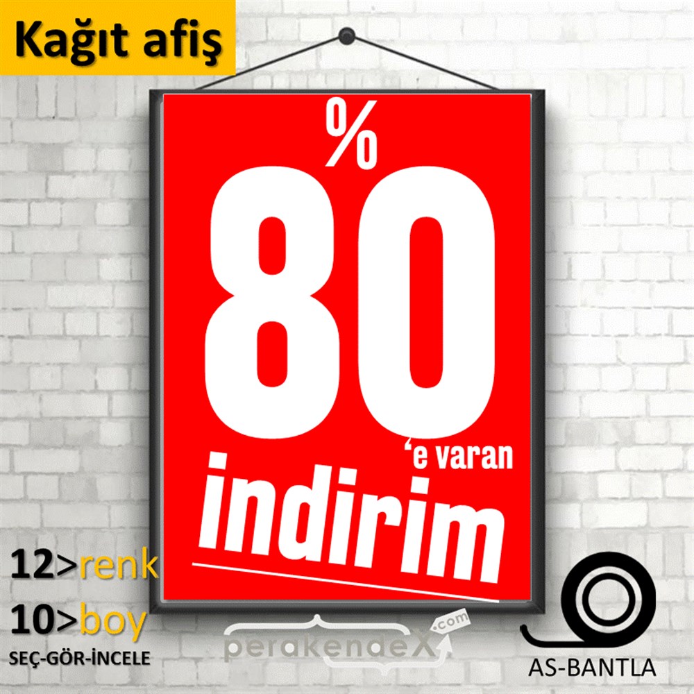 %80 E Varan İndirim Kampanyası KAĞIT POSTER,  AFİŞ -dikdörtgen,tek yön baskı