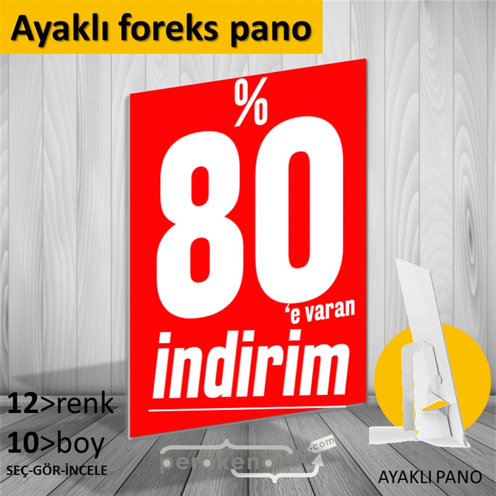 %80 E Varan İndirim Kampanyası KARTON AYAKLI POSTER,  PANO -dikdörtgen,tek yön baskı