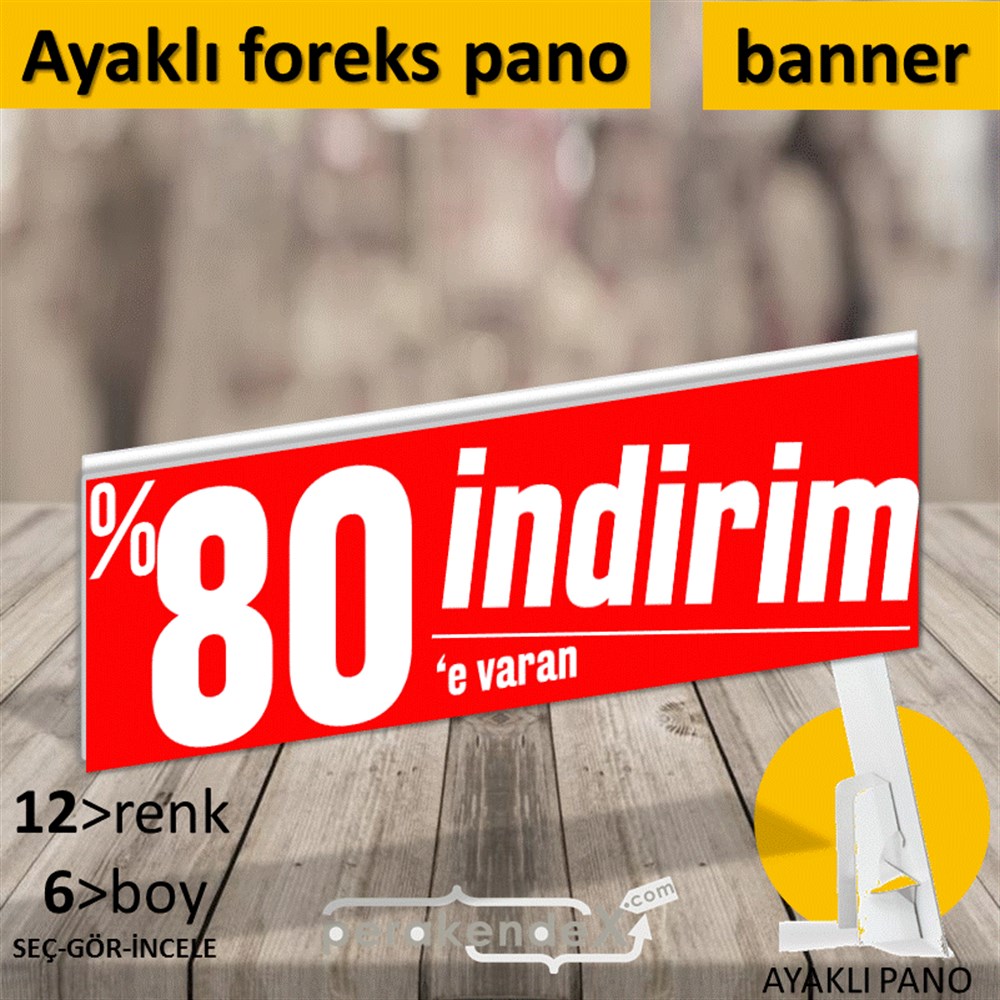 %80 E Varan İndirim Kampanyası KARTON AYAKLI POSTER,  PANO (BANNER) -dikdörtgen,tek yön baskı