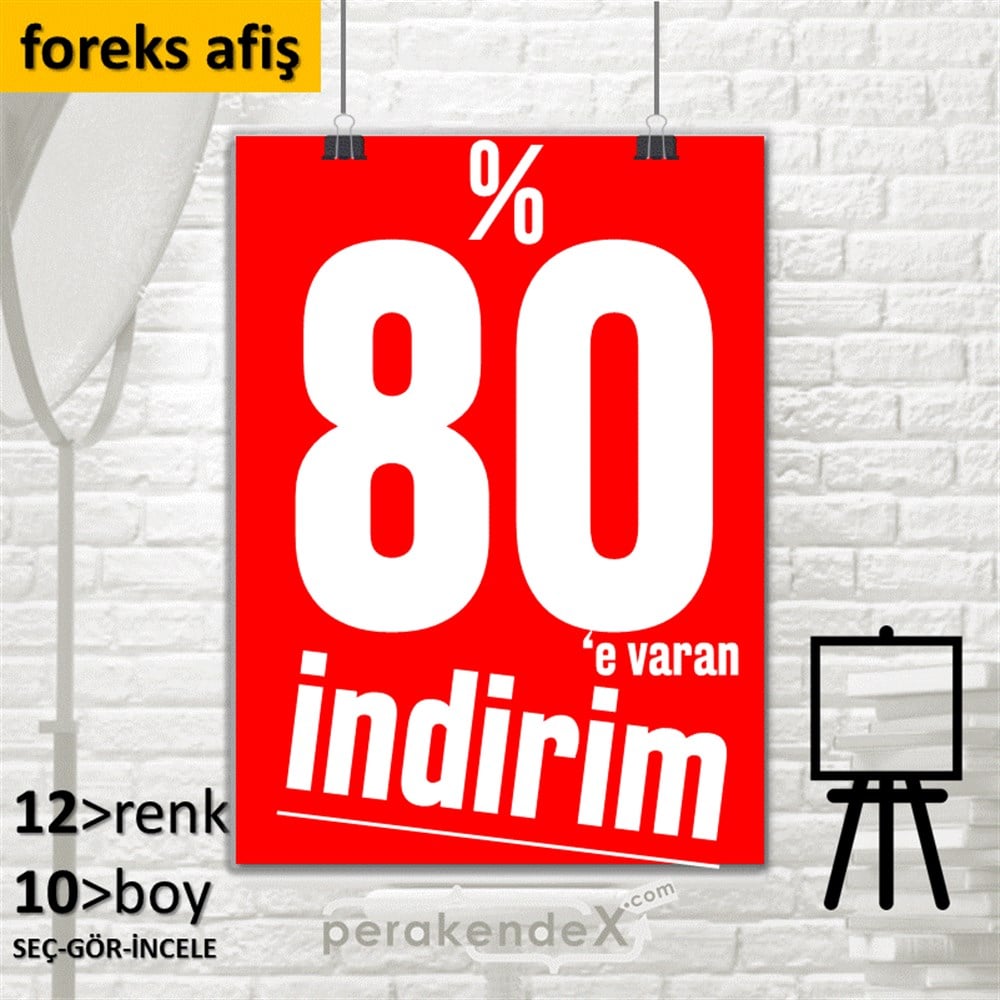 %80 E Varan İndirim Kampanyası SERT PLASTİK POSTER,  AFİŞ -dikdörtgen,tek yön baskı