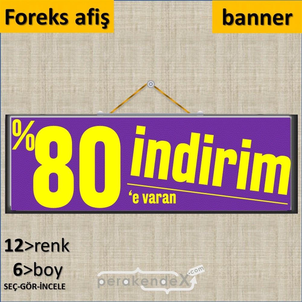 %80 E Varan İndirim Kampanyası SERT PLASTİK POSTER,  AFİŞ (BANNER) -dikdörtgen,tek yön baskı